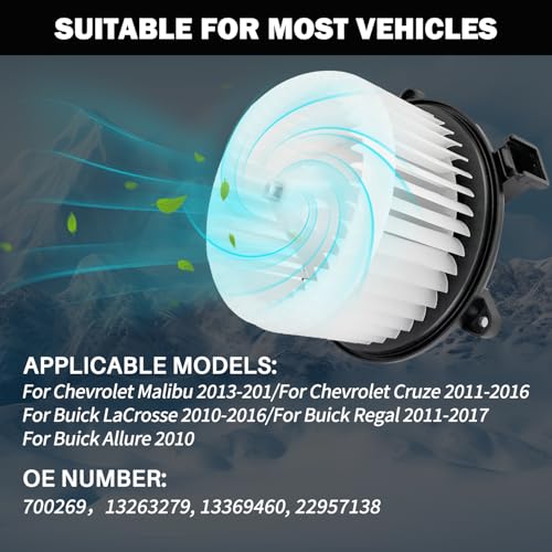 Image of 700269 AC Heater Blower Motor Fan Assembly Fit for Buick Allure 2010， Lacrosse 2010-2016， Regal 2011-2017 ，for Chevy Cruze 2011-2016, Malibu 2013-2015 13263279, 13369460, 22957138