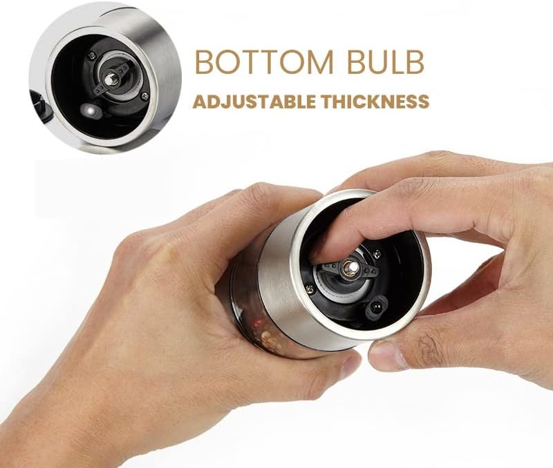 Electric Pepper Mill Stainless Steel Salt Pepper Grinder with LED Light Automatic Spice Mill Kitchen Tool