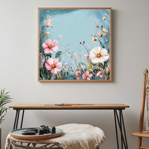 Image of Xinpinzhou Stamped Cross Stitch Kits for Adults - 11CT Flowers Pre Printed Cross-Stitch Patterns, Advanced Embroidery Kit for Beginners, 12x12 in DIY Crossstitch Crafts for Wall Decor or Mum Gifts