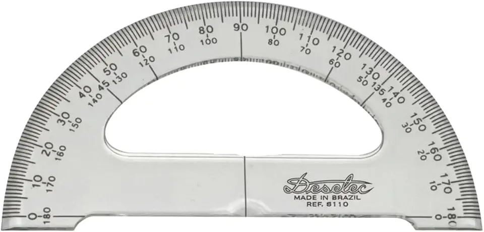 Transferidor Acrílico 180° 12 cm 8112, Trident, Incolor