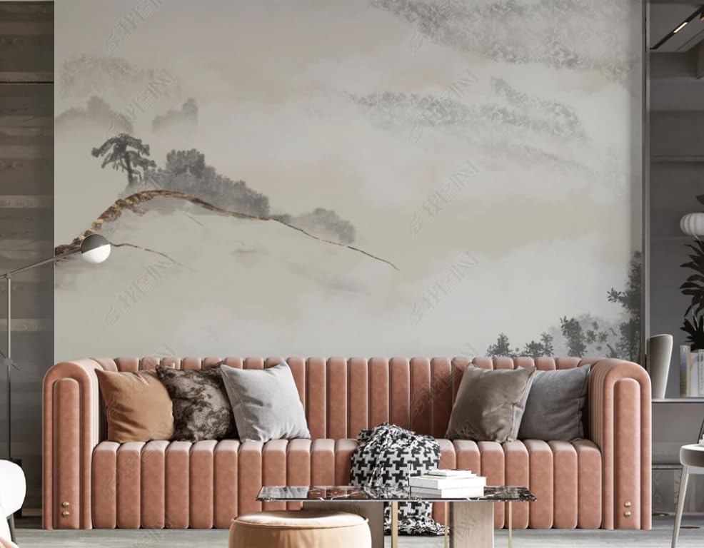 Décoration murale marbre et pin avec papier peint intissé 450cm