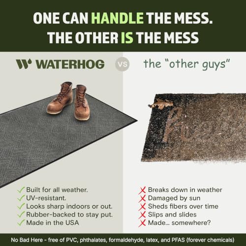Image of WaterHog Max Diamonds Front Door Mat Indoor Outdoor Entrance, All-Weather Heavy Duty Commercial Doormat with Non-Slip Rubber Backing, Dirt & Moisture Trapper, Low Profile Made in USA 35 inchx118 inch Grey Ash