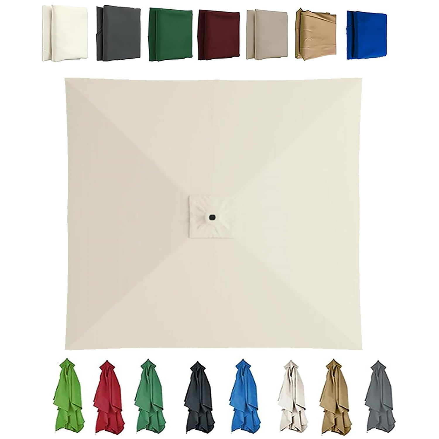 Toldo para sombrilla exterior de 2x2m cuadrado color beige recambio ideal para patio y jardín