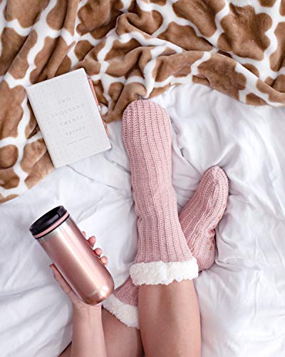 Cupture Twist-Top Vacuum-Insulated Stainless Steel Travel Mug, 16 Oz, Rose Gold #TOP7