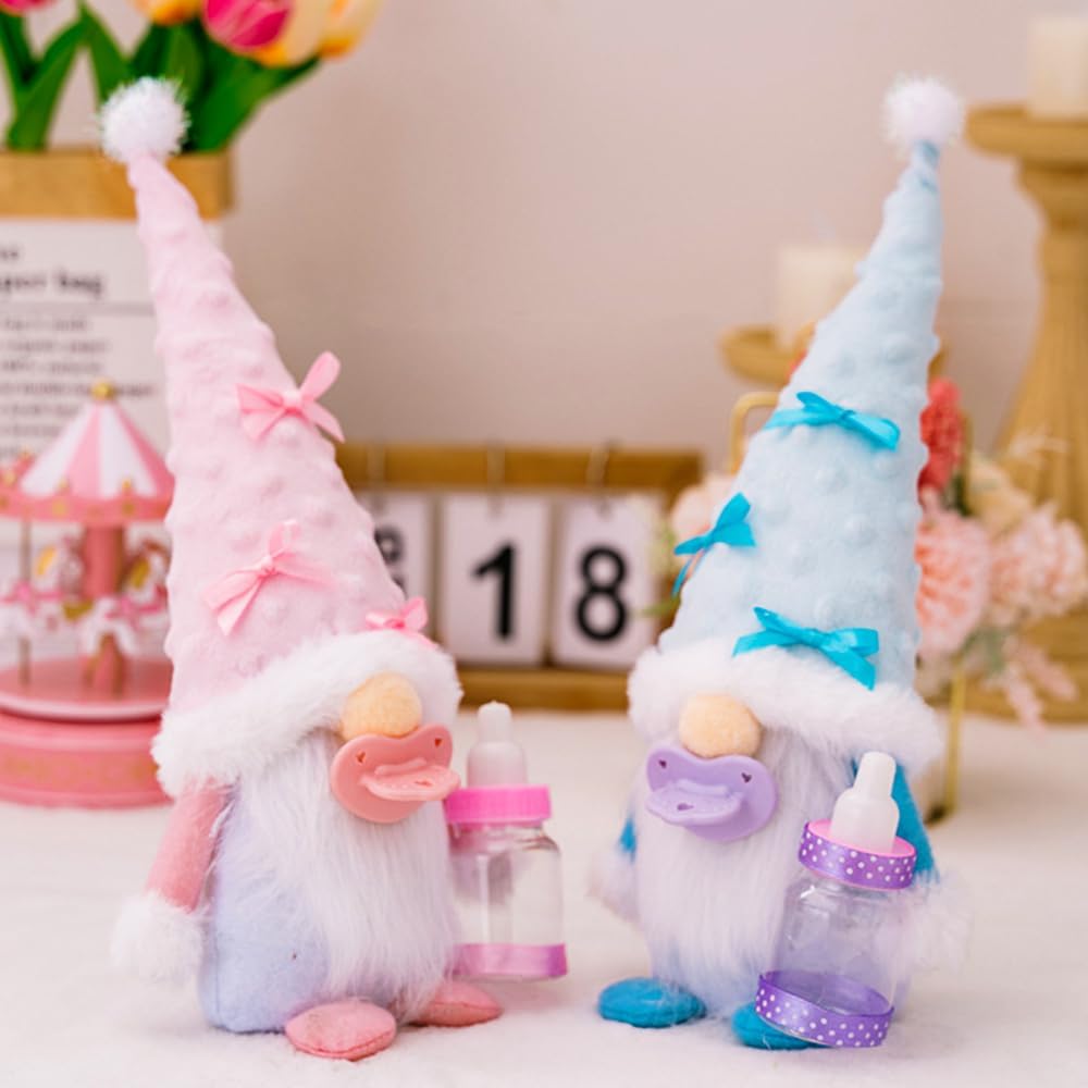 OrnamentallyYou Cute Nursery Pair Baby Gnome, Light Blue and Pink Toddler image 4