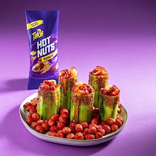 Takis Hot Nuts Flare Double Crunch Peanuts, Chili Pepper Lime Flavored Spicy Peanuts, Multipack 12 Individual Bags, 3.2 Ounces Each #TOP3