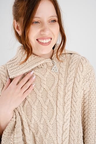 Image of SAOL Ireland Ladies 100% Merino Wool Cowl Neck Zipper Poncho