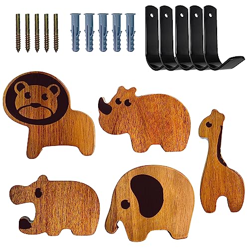 8 Tier Wandhaken Für Kinder - Selbstklebende Garderobenhaken Aus Holz