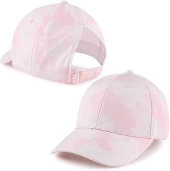 Zsedrut Toddler Girl Baseball Cap Kids Adjustable Ponytail Sun Hat Baby Lightweight Trucker Hats Pink Tie-dye