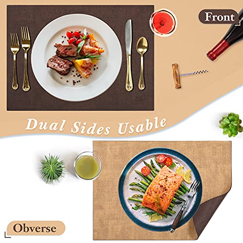 Sueh Design Leather Placemats Set Of 6 Reversible Table Mats Heat Resistant Waterproof No-Slip Place Mats For Dining Table Kitchen Parties #TOP1