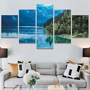 SIGNWIN 5 Panel Canvas Wall Art Calming Waters...