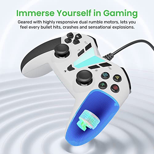 IFYOO PC Steam Game Controller, ONE Pro Wired USB Gaming Gamepad Joystick Compatible with Computer/Laptop(Windows 11/10/8/7/XP), Android(Phone/Tablet/TV/Box), PS3 - White&Black
