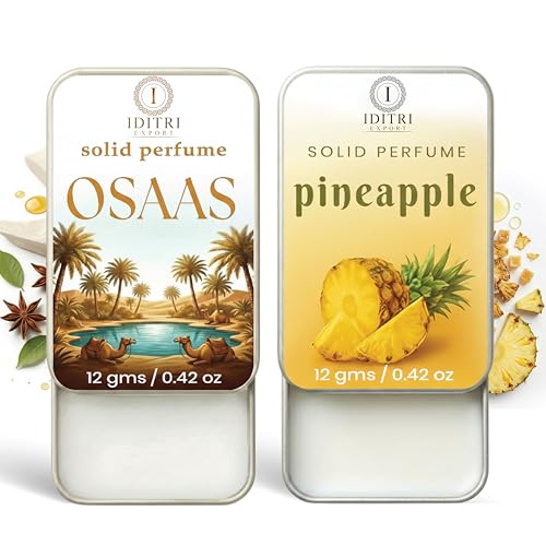 Image of Solid Perfume |pineapple&Osaas Alcohol Free Wax Perfume Balm, Long Lasting | Pocket Tin 12g, Pack Of 2| Non Greasy Smooth Glide, Travel Friendly Men And Women