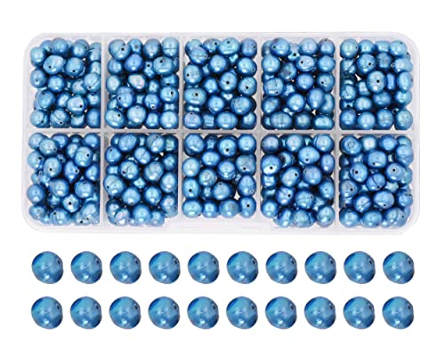 Mudra Crafts Oval Turquoise Freshwater Cultured Pearl Beads 8mm â€“ Loose Potato-Shaped Natural Freshwater Pearl Beads for Jewelry Making - Bulk Freshwater Pearls for Jewelry Making 600 PCs