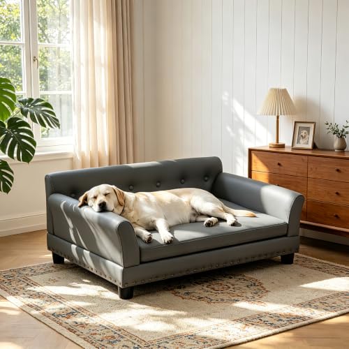 Stylish Leather Dog Sofa for Large Pets