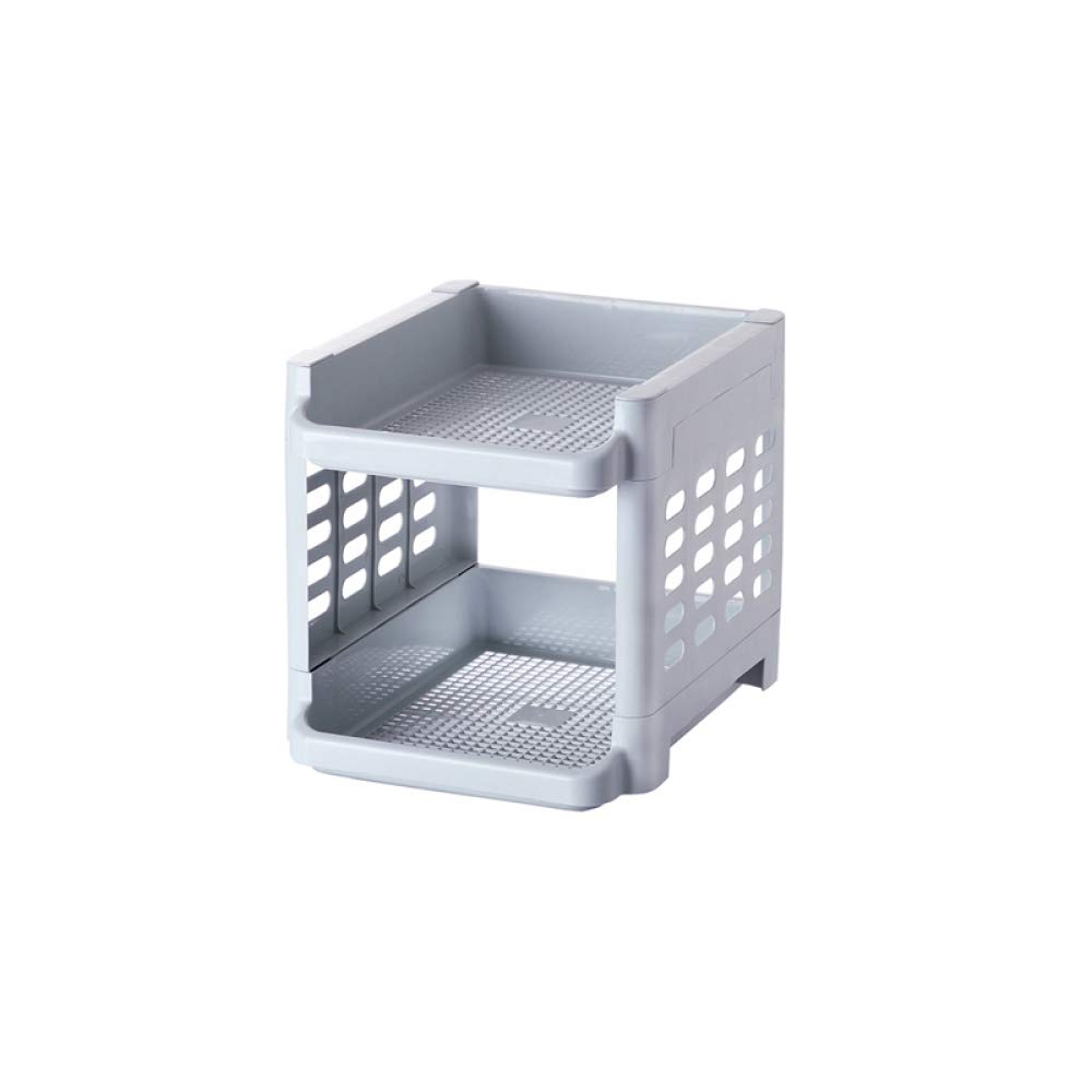 HWJX 4-Tier Plastic Storage Rack Box Stand Stacking Stackable Basket Storage Organize (A, 2-Tier)