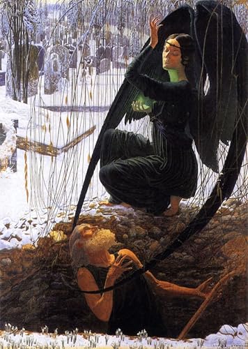 Tableau La Morte Del Becchino Carlos Schwabe impression d'art mural vintage pour chambre 60x90cm