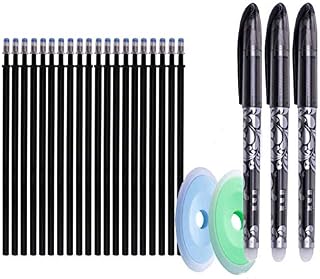 25Pcs Black Gel Pen Erasable Refills Set Rod 0.5mm Ink Washable Handle Ballpoint Pens Rollerball Pens for Kids Adults Students Study Gift School Office Stationery