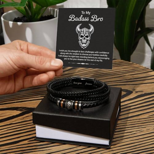 Image of To My Brother Bracelet, Bracelet for Brother from Sister, Gifts from Mom and Dad, Birthday Gift with Message Card and Box