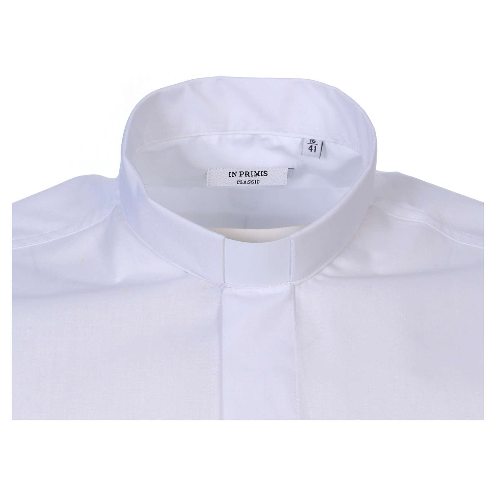 Holyart Camicie Clergyman: Camicia clergyman manica corta misto cotone bianca In Primis