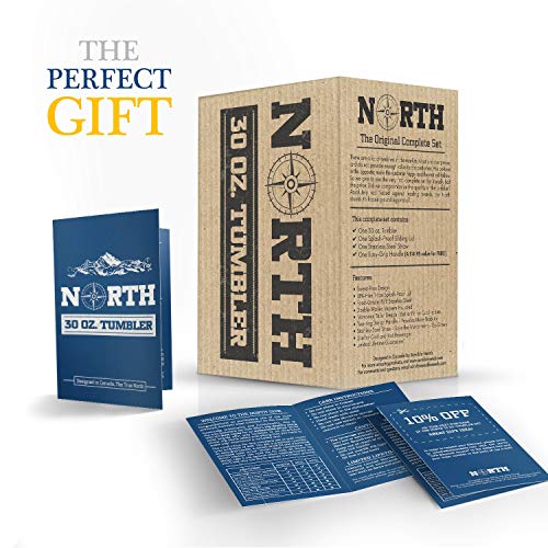 North Stainless Steel Vacuum Insulated 5-Piece Tumbler Set, 30 Oz, Travel Mug For Home, Office, School – Like Yeti Tumbler For Ice Drink & Hot Beverage #TOP6