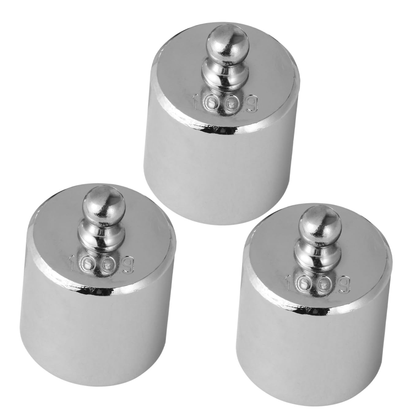 Pesas de Calibración de Acero Cromado Plata, Juego de 3 Piezas para Calibrar Básculas Electrónicas Pinzas Antióxido, Instrumento Educativo de Precisión