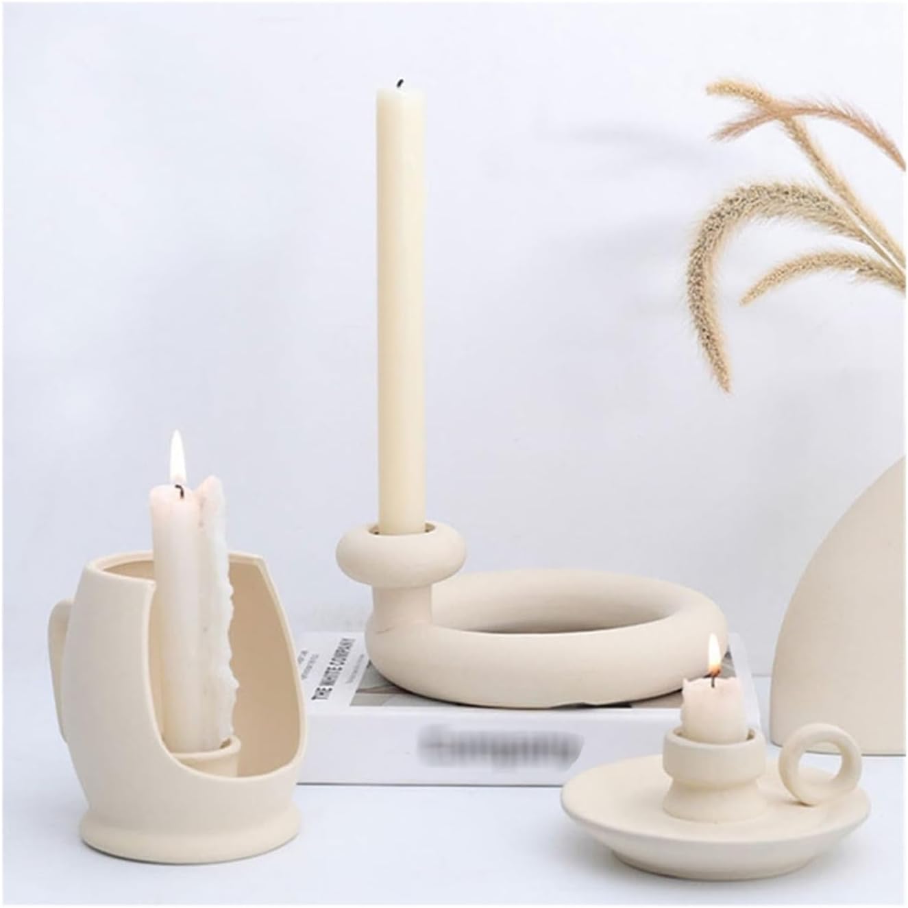 Candle Holder Stand Ceramic Candle Holder Modern Candlestick Home Interior Desktop Decoration Wedding Gift Candlestick Holders (Color : Candlestick D) (Candlestick F)