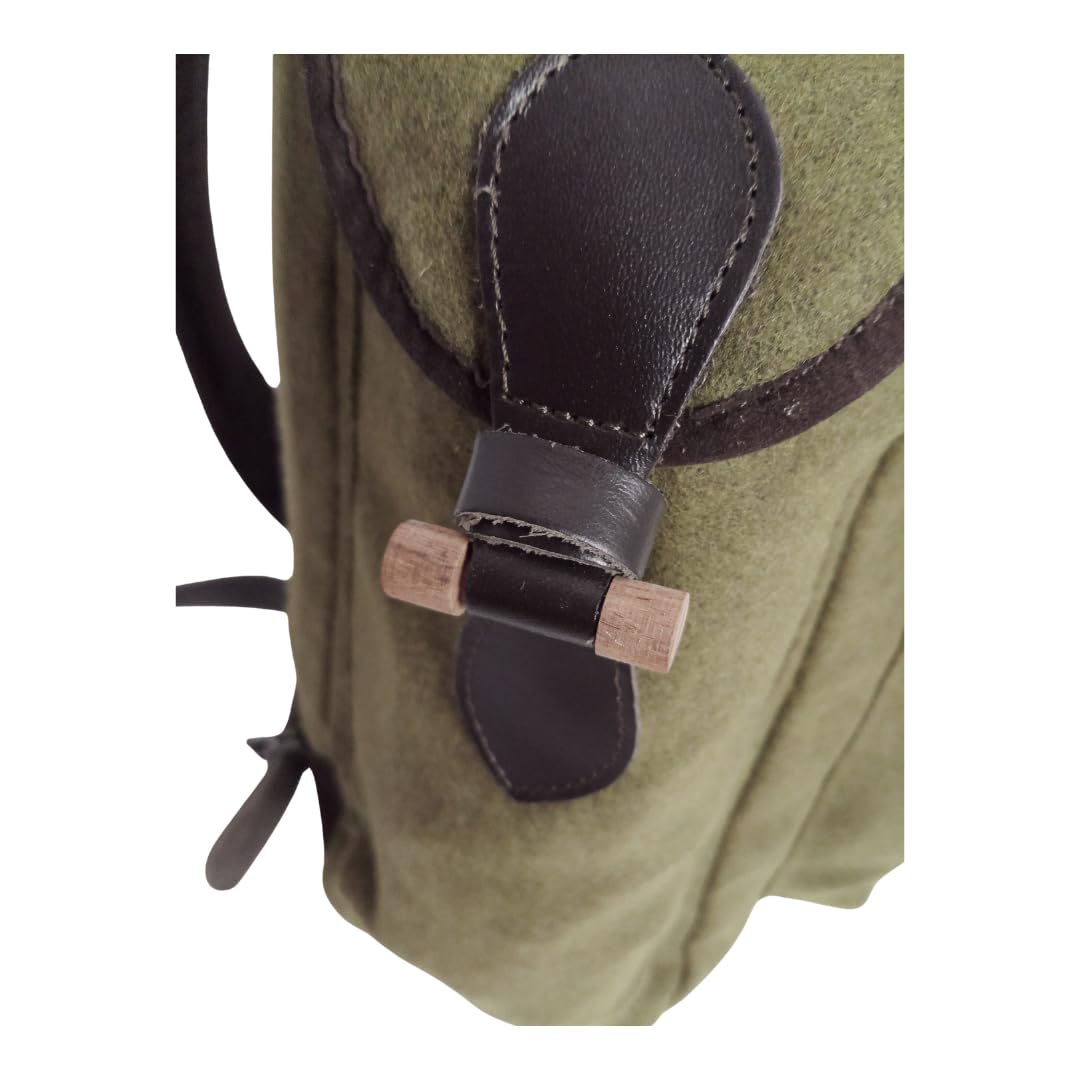 Lodenrucksack 15L – geräuscharm, aus Loden gefertigt, mit Knebelverschlüssen, gepolsterte Schulterriemen, Outdoorrucksack für Jagd, Wandern & Freizeit