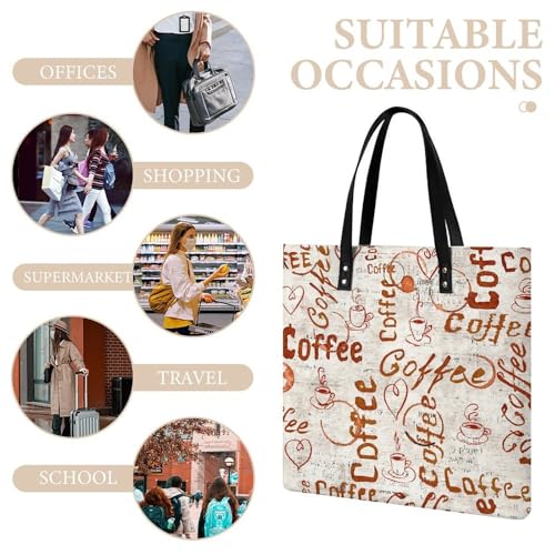 Tote bag pour voyage et grand sac à main shopper 39x39cm couleur café - 7