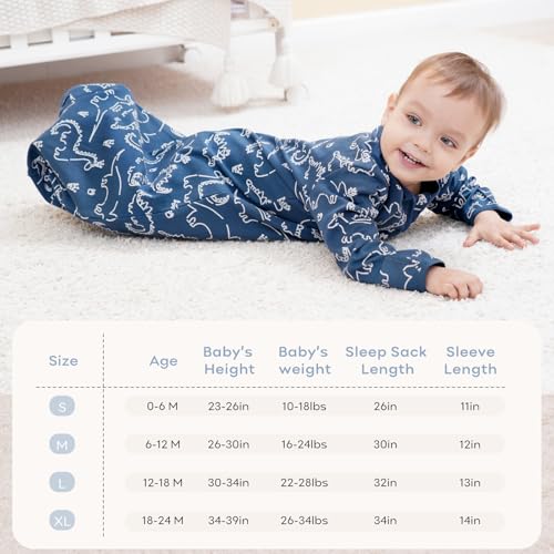 Image of Yoofoss Baby Sleep Sack 12-18 Months Long Sleeve Wearable Blanket Baby 100% Cotton 2-Way Zipper 0.5 Tog Toddler Sleeping Sack, Lightweight(Large)