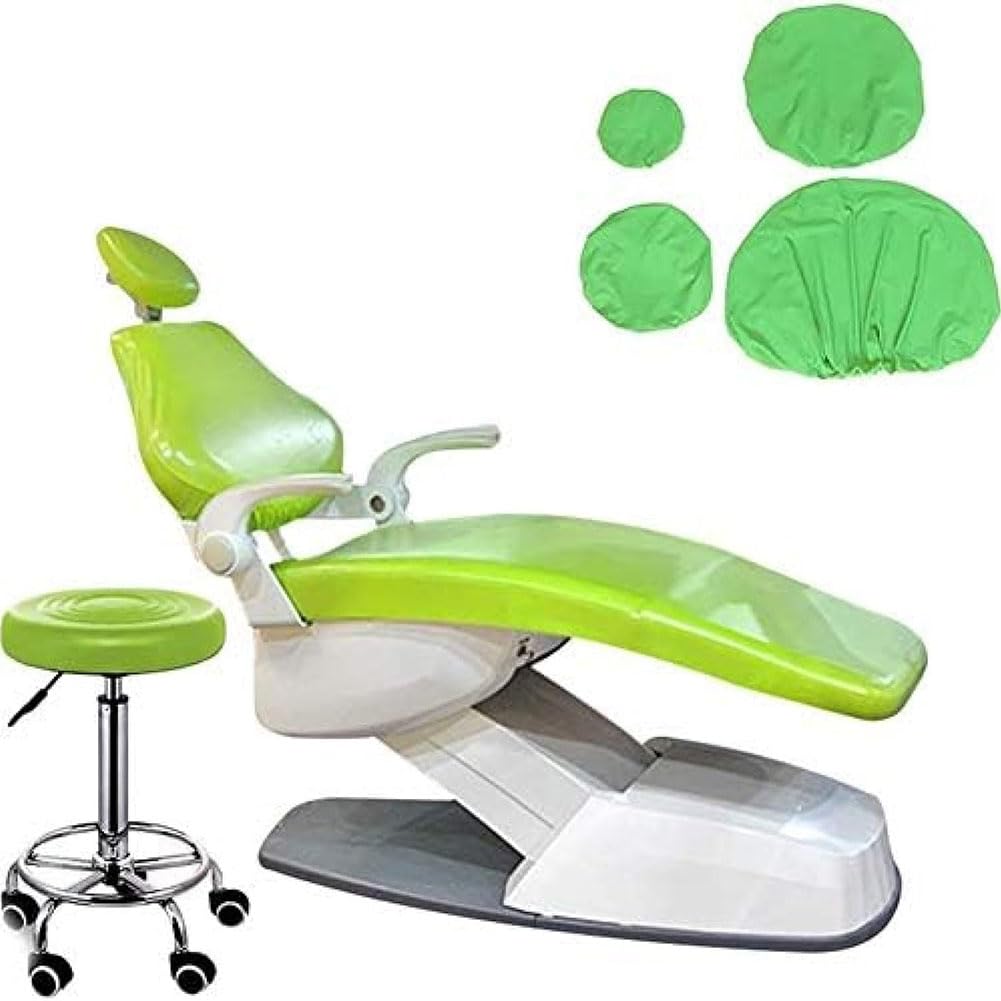Housses fauteuil dentaire élastiques en cuir PU vert étanche pour unité de soins médicaux
