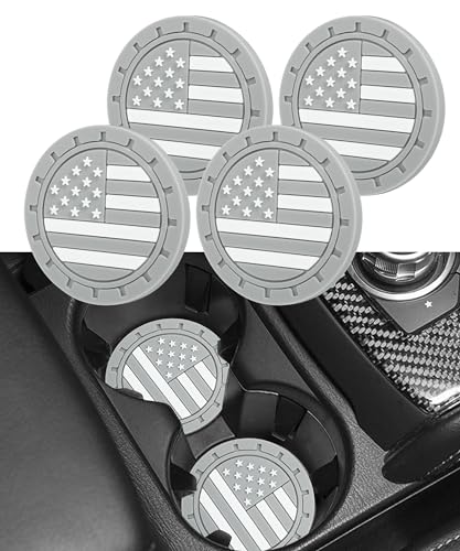 bylikeho 4 posavasos, accesorios de coche, posavasos de coche con bandera estadounidense, posavasos de coche con inserto de bandera de Estados Unidos, posavasos de coche de 2.75 pulgadas para