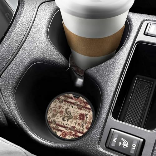 Portavasos para auto con diseño rojo y flores, pack x2 miniatura 6