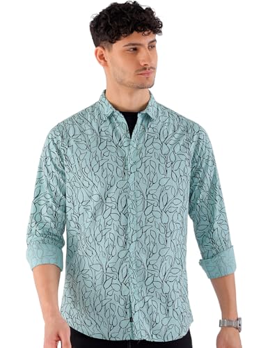 Image of The Indian Garage Co Men Cotton Regular Fit Full Sleeves Spread Collar Casual Shirt