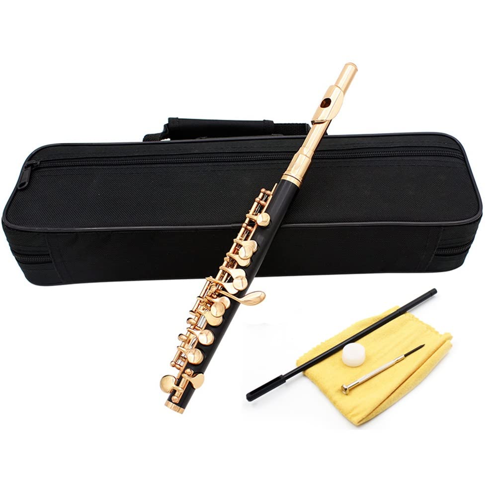 Piccolo con Llave C De Resina De Oro Negro, Garantía De Sonido, Instrumento Musical Piccolo, con Estuche, Varilla De Afinación Y Tela, For Principiantes