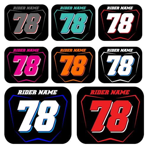 Kalair GFX Number Plate Decal Stickers, Multiple Designs with Custom Name, Number, Size & Colors, Set of 3
