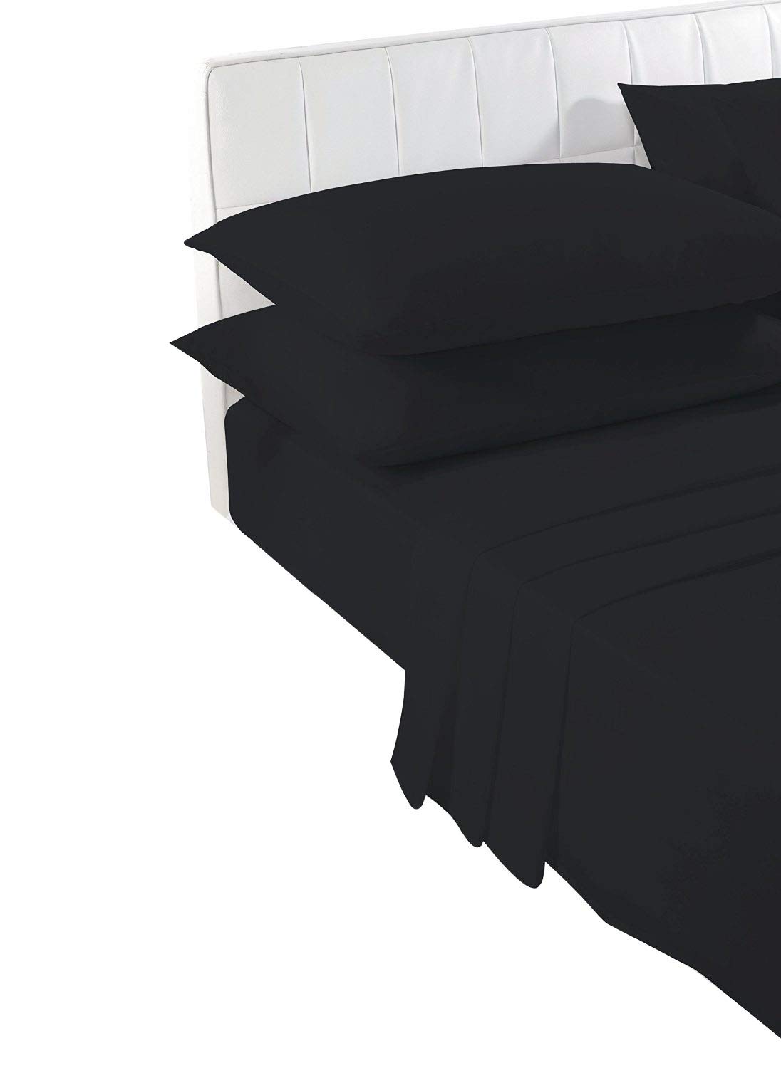 voice 7 Black Single Extra Deep Fitted Sheet 16 inches (40 cm) - Poly Cotton Percale Quality Bed Sheets (Black - Single Fitted) — image 1