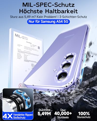 LeYi für Samsung Galaxy A54-5G Hülle mit 2 Stück Schutzfolie-Transparent – Ansicht 2