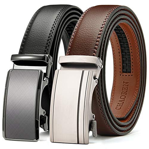 CHAOREN Mens Dress Belt Leather 2 Pack - Mens Ratchet Belt for Dress Shirt and Pants Every Occasion (32mm)