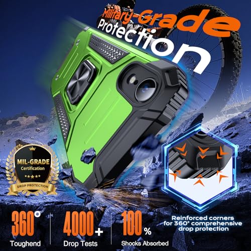Image of Anqrp Heavy Duty Case for iPhone XR Case with Enhanced Ring Holder Grip Stand, Military Grade Shockproof Rugged Drop Protective Silicone Hard Slim iPhone XR Phone Case Cover,Spring Grass
