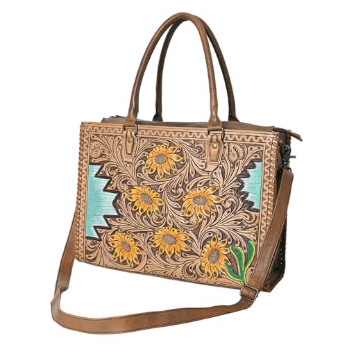 American Darling Briefcase Bag Hand Tooled Genuine Leather Western Women Handbag Purse | for Cute Travel