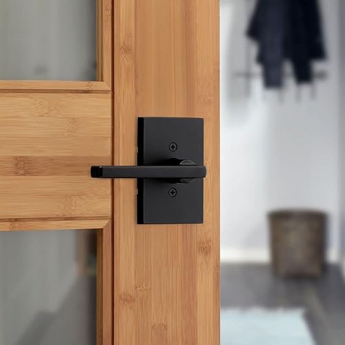 Miniatura 7 de Kwikset Halifax - Manija de puerta de paso interior, palanca para puertas de armario y pasillo, manija reversible sin bloqueo, color negro mate, con
