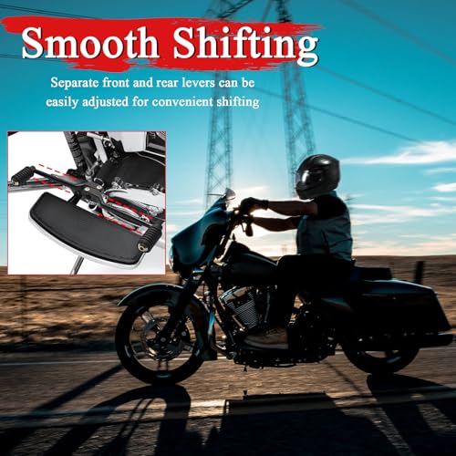 Image of Heel /Toe Shift Pegs Front & Rear Levers for Harley 86-17 FL Softail | for 88-later Touring Road King Street Glide Electra Glide Trike Black Front and Rear Levers & Shifter Pegs