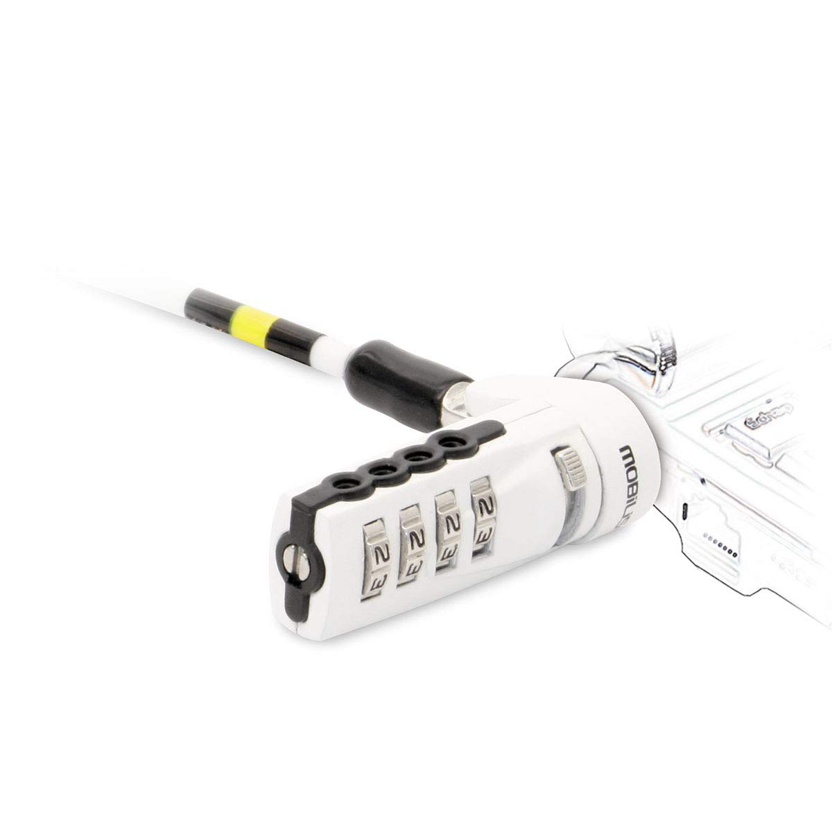 Mobilis 1.8m 4mm Diameter Hardened Steel Coded Security Cable - White and Silver