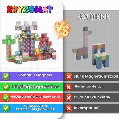 Kryzomat Magnetische Bausteine 100 Teile, Magnet Bausteine für Kinder – Ansicht 6
