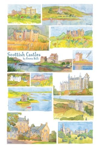 Emma BallDesign Scottish Castles & Houses With Images 100% Cotton Tea Towel