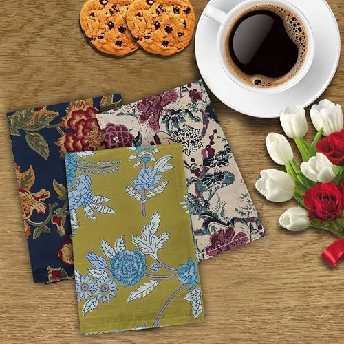 Image of Indian Cotton Cloth Napkins Hand Block Print Hand Made Size Assorted Color and Printed Home Decor Indian Eco Friendly Mix Dinner Napkins (16X16 inch)