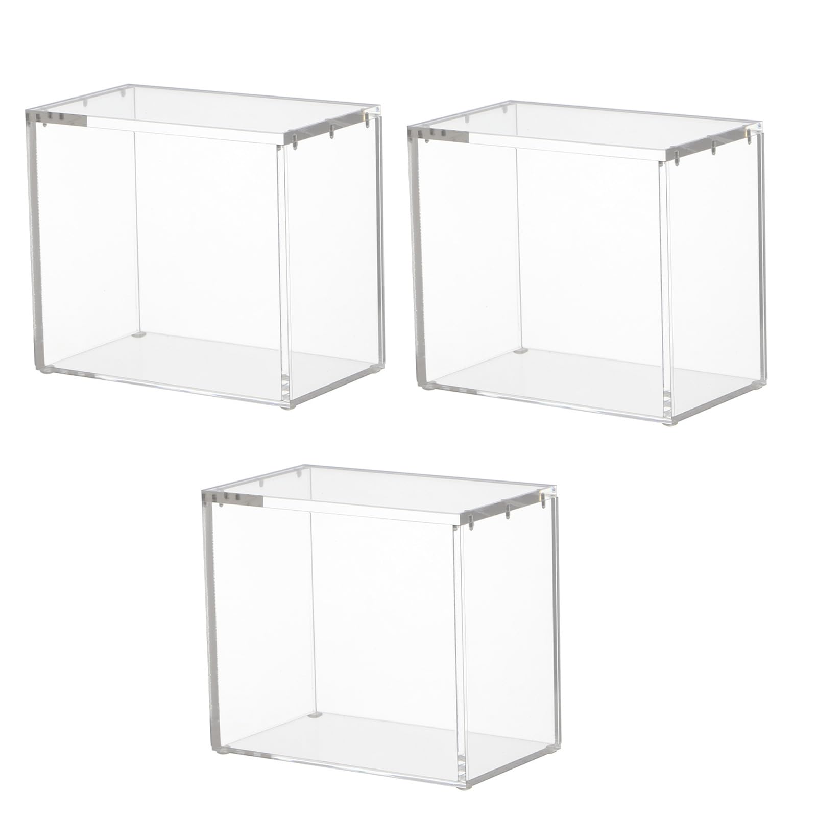 LUCKGONI Pack Of 3 Stackable Magnetic Acrylic Display Cases Offices Desk Organizers For Collectible Figures And Miniatures