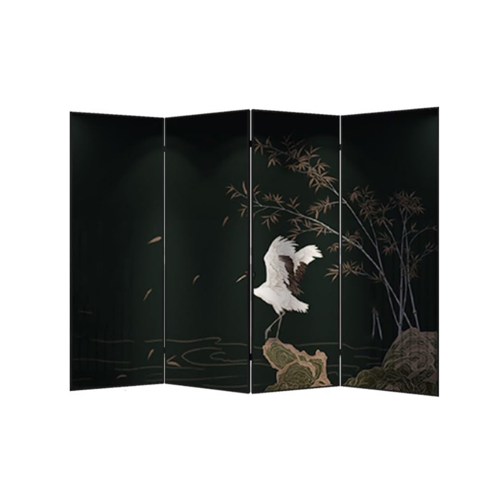 Privacy Screen Home Decoration Background Wall Living Room Floor-standing Screen Partition Office Study Retro Crane Folding Room Divider