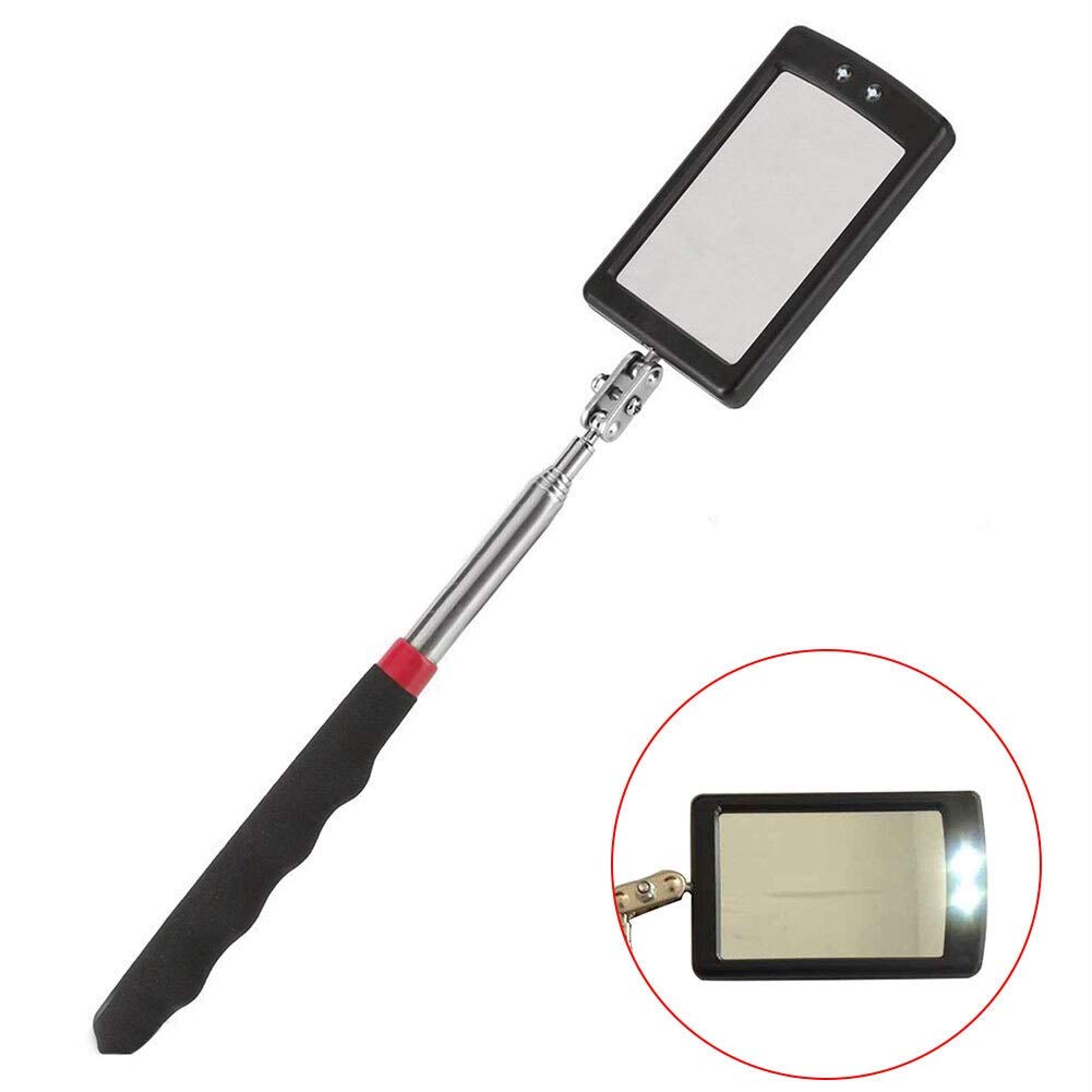 Espejo De Inspección Telescópico para Vehículo, con Luz Led, Antideslizante, para Pared Interior, con Rótula Doble, Giratorio 360 Grados, Herramienta De Detección De Vehículos.